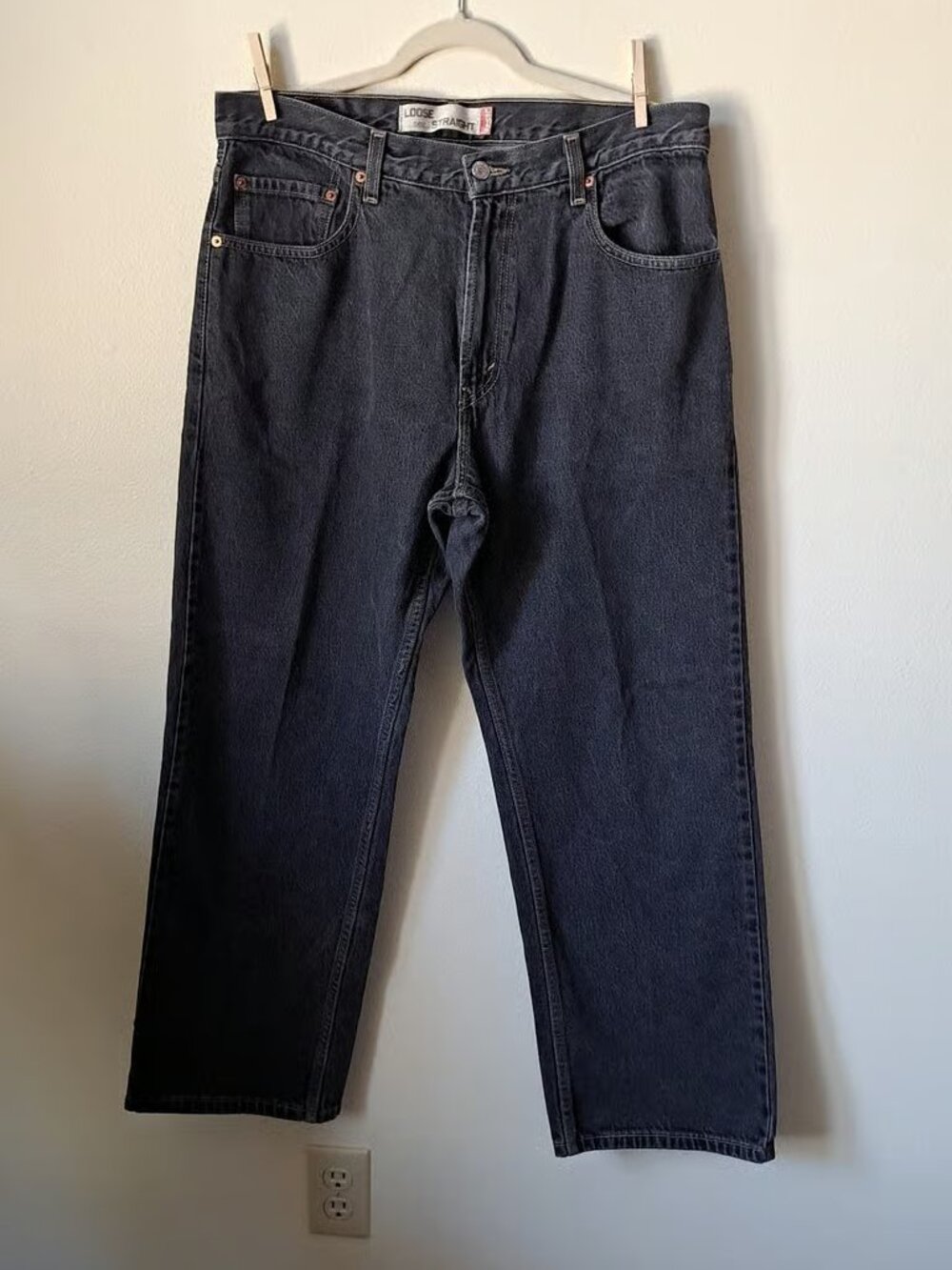 Levi Strauss 569 Loose Straight Charcoal Gray Mens Jeans Size 33W 30L